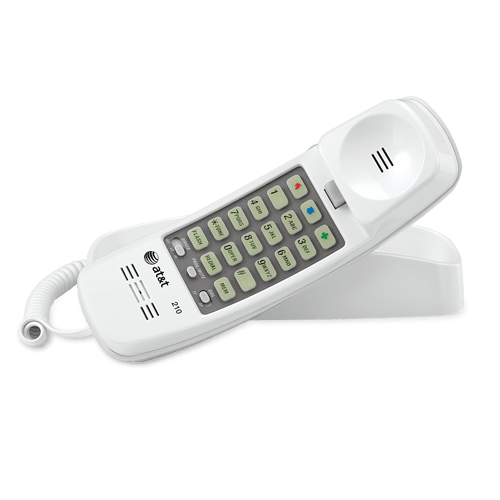 AT&T 210M White Trimline Corded Phone 10 speed dial numbers lighted keypad