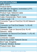 C2G 01072 1ft Cat6 Ethernet Cable - Slim - Snagless Unshielded (UTP) - Blue