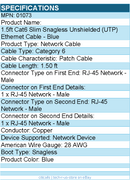 C2G 01073 1.5ft Cat6 Ethernet Cable - Slim - Snagless Unshielded (UTP) - Blue