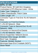 C2G 01186 3ft Cat6 Snagless Unshielded (UTP) Slim Ethernet Cable