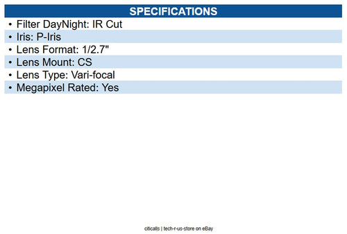 AXIS 01469-001 TAMRON 5MP LENS P-IRIS 8-50 MM F1.6