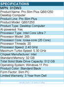 Dell 01DW3 Pro Slim Plus Desktop Computer - Intel Core Ultra 7 - Slim PC