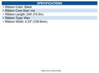Zebra 02000CT11007 2000 Standard Wax Resin Ribbon Black 4.33" X 244ft. - 6 Rolls