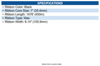 Zebra 02100BK15645 2100 Standard Wax Resin Ribbon Black - 6.14" X 1476ft.