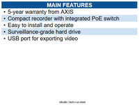 AXIS 02766-004 S3008 Mk II 8-Channel Recorder with PoE Switch, 8TB