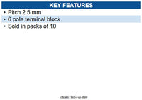 AXIS 02795-021 TU6009 Conn 6-Pin Extended I/O Connector, Pitch 2.5MM