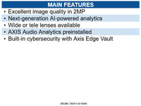 AXIS 02981-001 P3285-LVE 2MP AI Dome IP Camera Forensic WDR, 3.4-9.8mm Varifocal