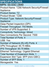 SonicWall 03-SSC-2840 TZ80 Network Security/Firewall Appliance