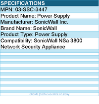 SonicWall 03-SSC-3447 Power Supply - for NSa 3800 Network Security Appliance