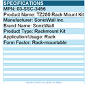 SonicWall 03-SSC-3456 TZ280 Rack Mount Kit For Rack - Rack-mountable