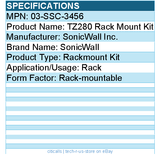 SonicWall 03-SSC-3456 TZ280 Rack Mount Kit For Rack - Rack-mountable