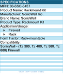 SonicWall 03-SSC-3457 Rackmount Kit For Firewall, Rack - Rack-mountable