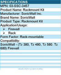 SonicWall 03-SSC-3457 Rackmount Kit For Firewall, Rack - Rack-mountable