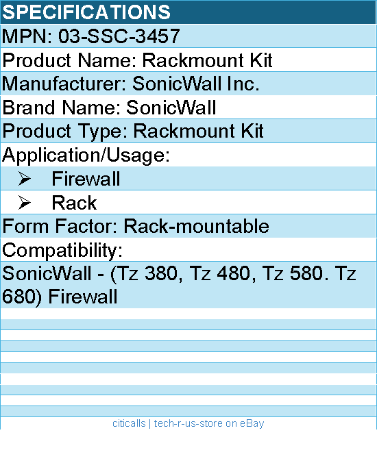 SonicWall 03-SSC-3457 Rackmount Kit For Firewall, Rack - Rack-mountable