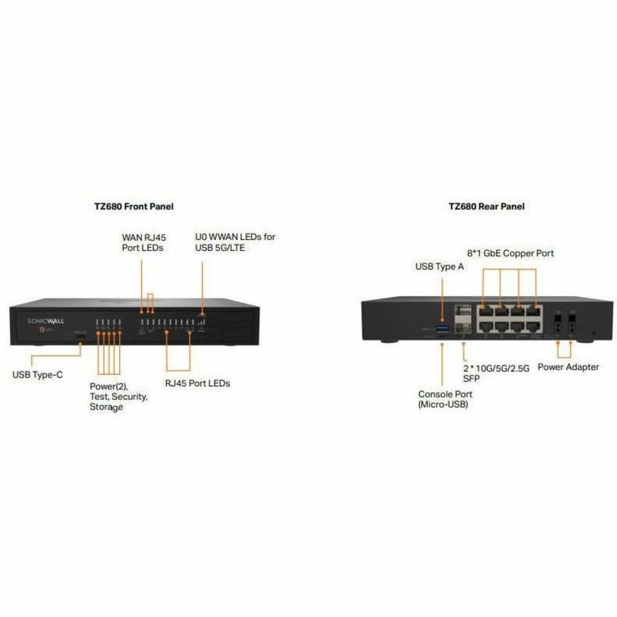 SonicWall 03-SSC-7014 TZ680 Network Security/Firewall Appliance
