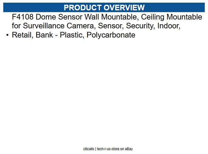AXIS 03055-001 F4108 Dome Sensor Wall Mountable, Ceiling Mountable for Camera