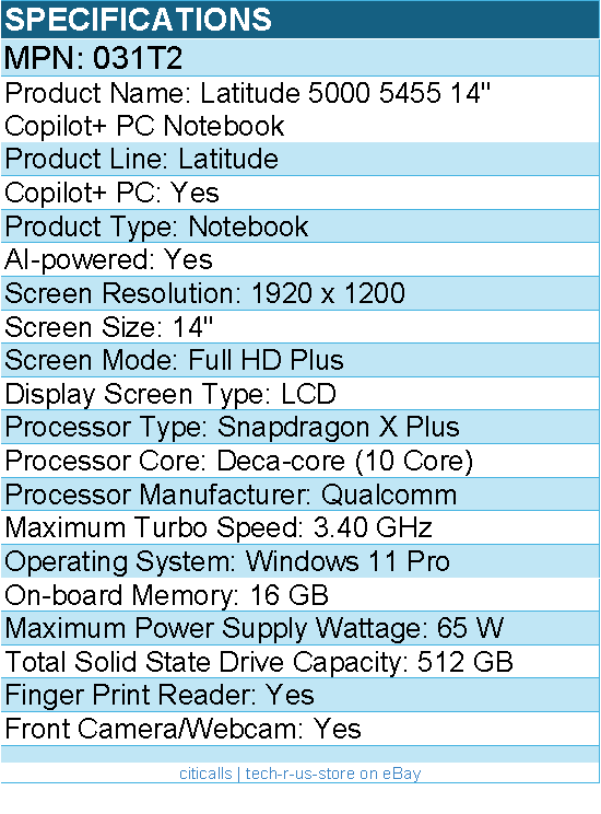 Dell 031T2 Latitude 5000 5455 14" Copilot+ PC Notebook - Titan Gray