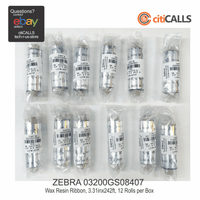 Zebra 03200GS08407 Wax Resin Ribbon 3.31"x242ft 3200 0.5in Core (12 Rolls)