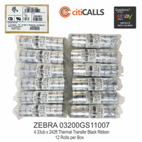 Zebra 03200GS11007 Wax Resin High Perf Resin Ribbon 4.33inx242ft 3200 12 Rolls