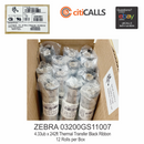 Zebra 03200GS11007 Wax Resin High Perf Resin Ribbon 4.33inx242ft 3200 12 Rolls