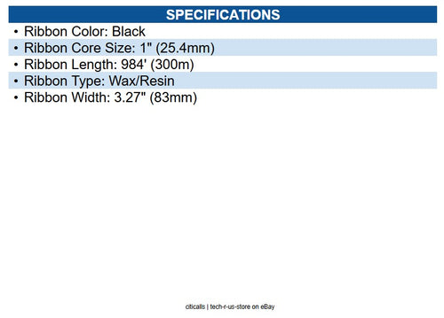 Zebra 03200BK08330 3200 Performance Wax Resin Ribbon Black - 3.27" X 984.25ft.