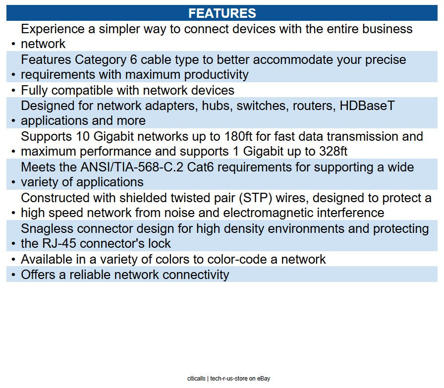 CablesToGo 03975 CAT6 Snagless Unshielded (UTP) Ethernet Network Patch Cable, 6'