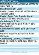 LSI Logic 05-60002-00 Cable - Broadcom x8 SFF-8654 to 2x4 SFF-8643 SMC 1M White