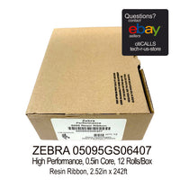 Zebra 05095GS06407 Resin Ribbon 2.52inx242ft 5095 High Performance QTY=12