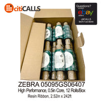 Zebra 05095GS06407 Resin Ribbon 2.52inx242ft 5095 High Performance QTY=12