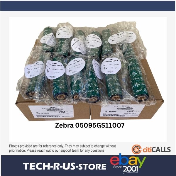 Zebra 05095GS11007 12 Rolls Resin Ribbon 4.33"x242' 5095 High Perf 0.5" Core