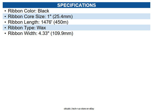 Zebra 05319BK11045 5319 Performance Wax Resin Ribbon Black - 4.33" X 1476ft.