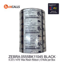 Zebra 05555BK11045 Wax Resin Ribbon 4.33INx1476FT 5555 STND 1" Core Black 6/BOX