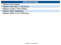Zebra 05555BK11045 5555 Enhanced Wax Resin Ribbon Black - 4.33" X 1476ft. - 1"