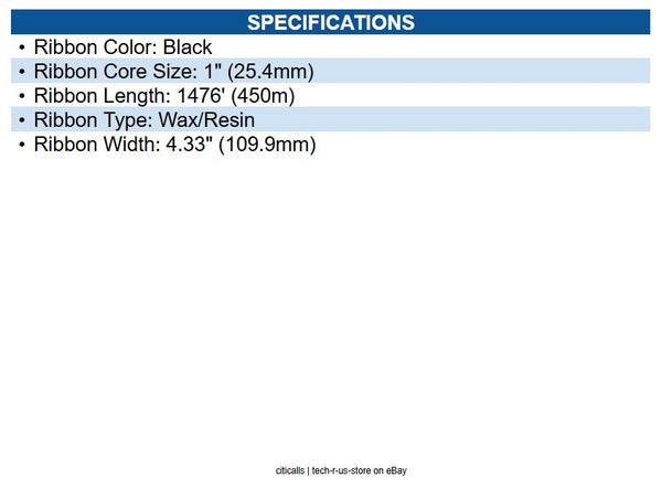 Zebra 05555BK11045 5555 Enhanced Wax Resin Ribbon Black - 4.33" X 1476ft. - 1"
