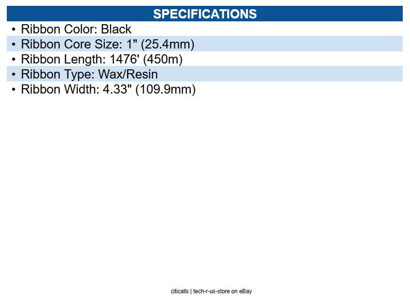 Zebra 05555BK11045 5555 Enhanced Wax Resin Ribbon Black - 4.33" X 1476ft. - 1"