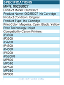 Canon 0628B027 Original Inkjet Ink Cartridge - Black, Cyan, Magenta, Yellow Pack