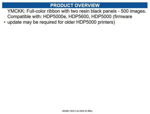 Fargo 084512 YMCKK Full-Color Ribbon for HDP5600 and HDP5000 ID Card Printers