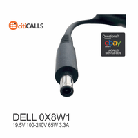 Dell 0X8W1 65W AC ADAPTER 19.5V 100-240V 65W 3.3A Black w Power Cable