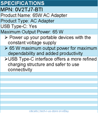 BTI 0V2TJ7-BTI 65W TYPE-C AC ADAPTER - Compatible OEM: 0V2TJ7