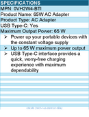 BTI 0VH2W4-BTI 65W TYPE-C AC ADAPTER - Compatible OEM: 0VH2W4