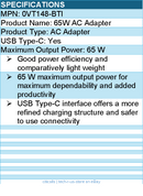 BTI 0VT148-BTI 65W TYPE-C AC ADAPTER - Compatible OEM: 0VT148