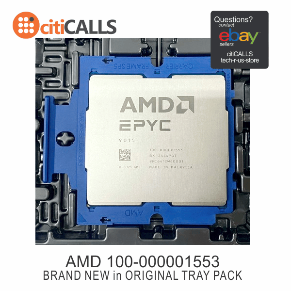 AMD 100-000001553 EPYC 9015 CPU 8 Cores 16 Threads up to 4.1GHz SP5 1P/2P TRAY