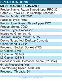 AMD 100-100000453WOF Ryzen Threadripper PRO 7975WX Dotriaconta-core - Processor