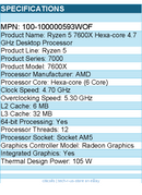 AMD 100-100000593WOF Ryzen 5 7000 7600X Hexa-core - 4.70 GHz Processor