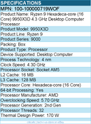 AMD 100-100000719WOF Ryzen 9 9000 (2nd Gen) 9950X3D Hexadeca-core - Processor