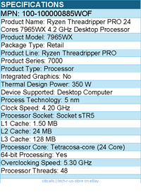 AMD 100-100000885WOF Ryzen Threadripper PRO 7965WX Tetracosa-core - Processor
