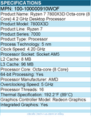 AMD 100-100000910WOF Ryzen 7 7000 7800X3D Octa-core 4.20 GHz Processor