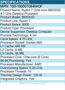 AMD 100-100001084WOF Ryzen 7 9000 9800X3D Octa-core 4.70 GHz Processor