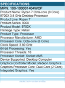 AMD 100-100001404WOF Ryzen 7 9000 9700X Octa-core - 3.80 GHz Processor