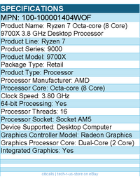 AMD 100-100001404WOF Ryzen 7 9000 9700X Octa-core - 3.80 GHz Processor